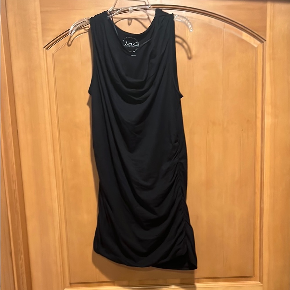 INC International Concepts Black Ruched Sheath Mini Dress
